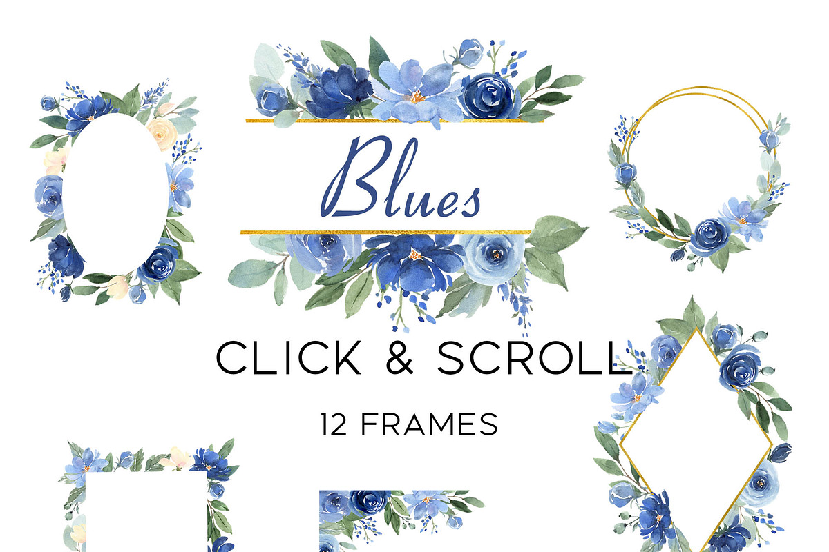 Blue Florals Large Bundle Watercolor, an Illustration by Graphic Blue Bird (Photo 2 of 6)
