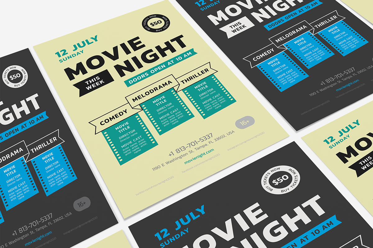 Movie Night Poster Template, a Flyer Template by Danil Polshin (Photo 3 of 10)