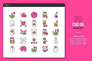 70 CBD Oil Icons
