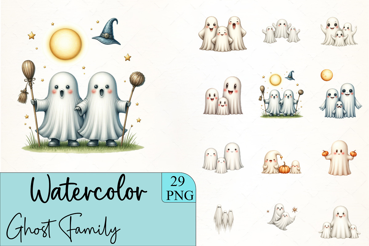 Ghost Family Clipart, an Illustration by CrexoraLab (Photo 1 of 5)