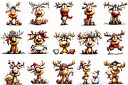 Quirky Christmas Reindeer Clipart, an Illustration by OK Design (Thumbnail 3 of 6)