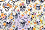 Floral Skull Digital Paper, a Pattern Graphic by Digital Artistic99 (Thumbnail 2 of 7)