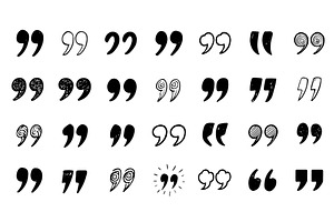 Hand drawn quotation marks icons, an Object Illustration by Lemberg Vector