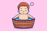 Cute Man Bathing in Bathtub Cartoon, a Person Illustration by Catalyst Labs (Thumbnail 3 of 3)