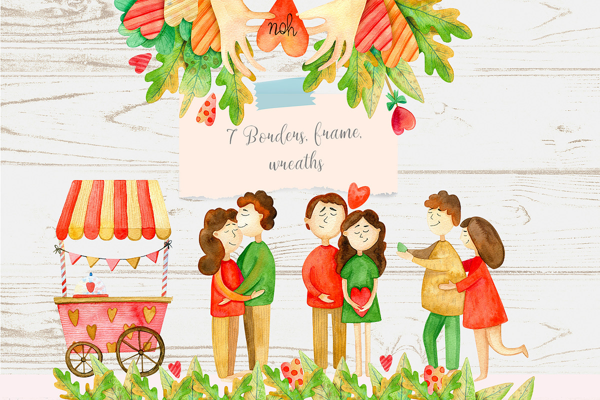 Valentines Day watercolor Set, an Illustration by annasokol_ (Photo 4 of 12)