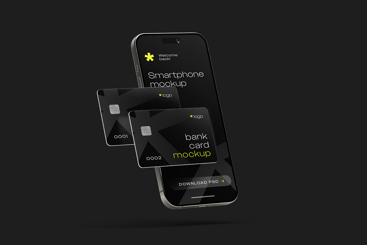 Bank Card with iPhone Mockup Set, an iPhone Mockup by mockupatelier (Photo 5 of 9)