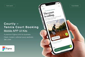 Courtly – Tennis Court Booking App, an UI Kit Template by Pitchlook.Studio