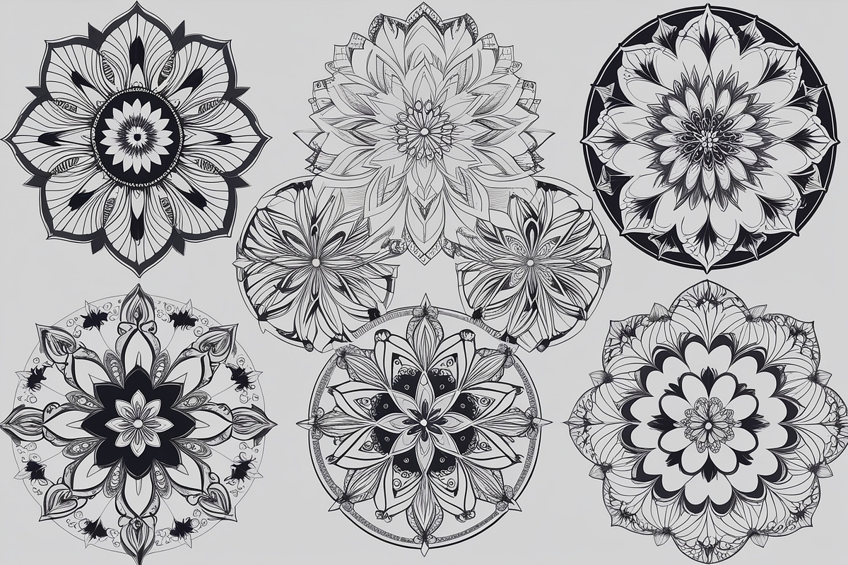Boho Floral Mandala Bundle Set, an Illustration by Creativeshirt (Photo 2 of 7)