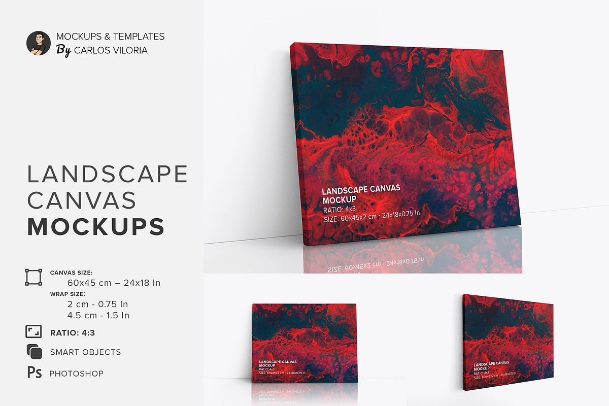 Canvas Mockups Bundle 01, a Merchandise Mockup by Mockups by Carlos Viloria (Photo 17 of 53)
