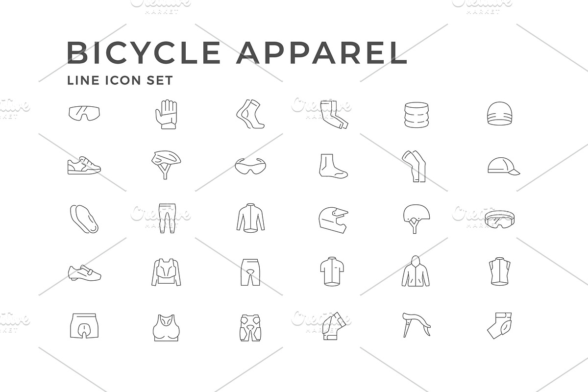 Set line icons of bicycle apparel, an Outline Icon by motorama (Photo 2 of 2)