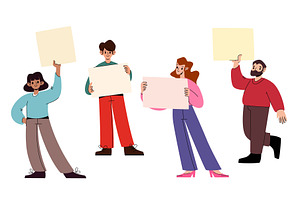 Diverse protest people set holding, a Person Illustration by art PVP - market
