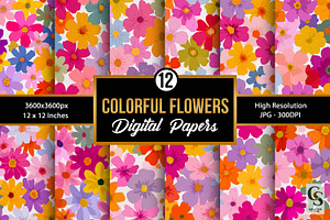 Colorful Whimsical Flowers Patterns, a Pattern Graphic by Creative Store