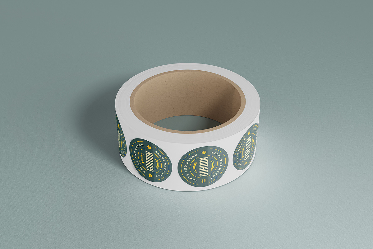 Promotional Sticker Roll Mockup, a Merchandise Mockup by Graphicboom (Photo 4 of 4)