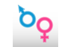 Male and female sex symbols, an Outline Icon by RODINA