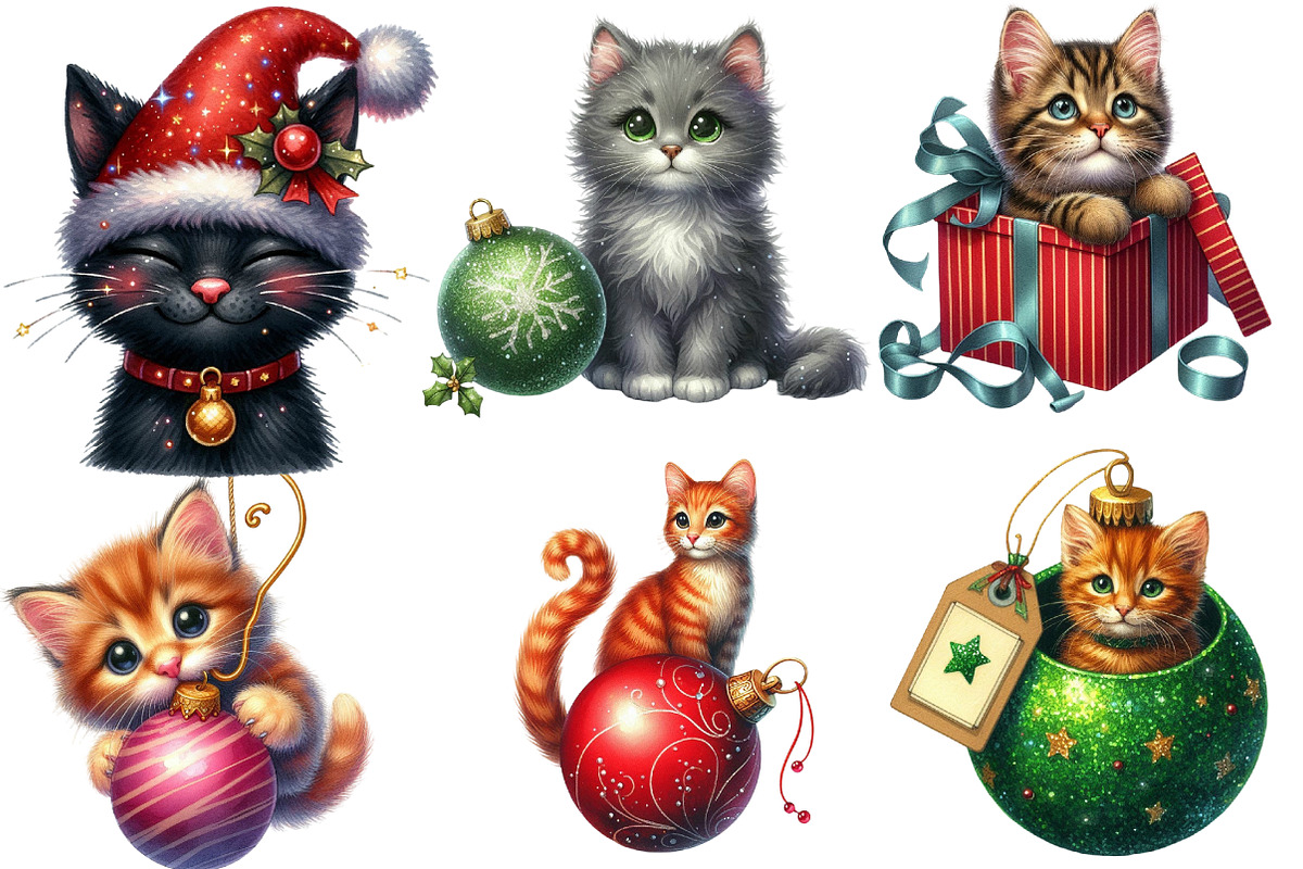 Christmas Ornament and Cat Clipart, an Illustration by DreamArtGraphic (Photo 2 of 5)
