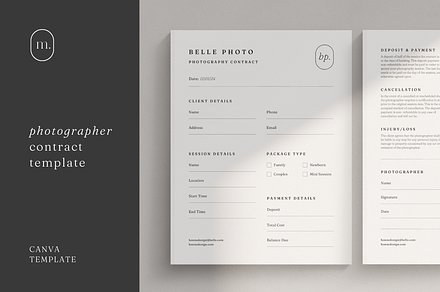Photographer Contract Template Canva, a Marketing Template by frommakertomaker