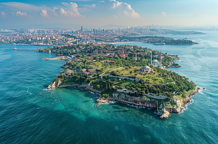 The vibrant island features lush gre, a Photo by Tanuart