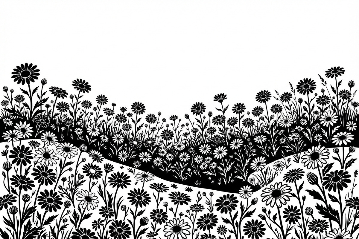 60 Daisy Flower Field Silhouette, a Seasonal Illustration by Amazin_art (Photo 30 of 35)