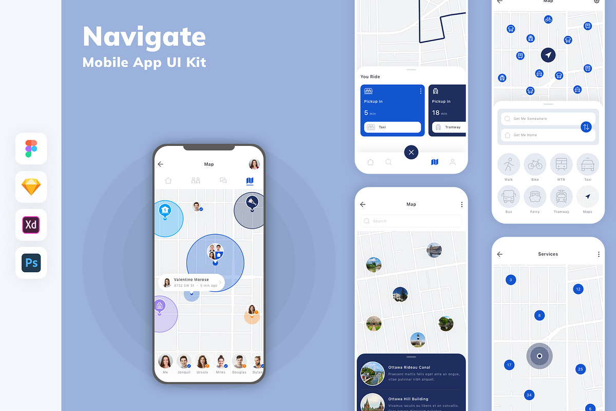 Navigate Mobile App UI Kit, an UI Kit Template by uicube