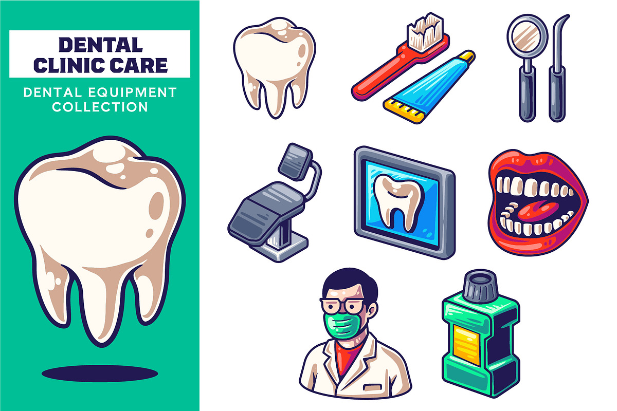 Collection Of Dental Clinic Tool, a Healthcare Illustration by Signatoro