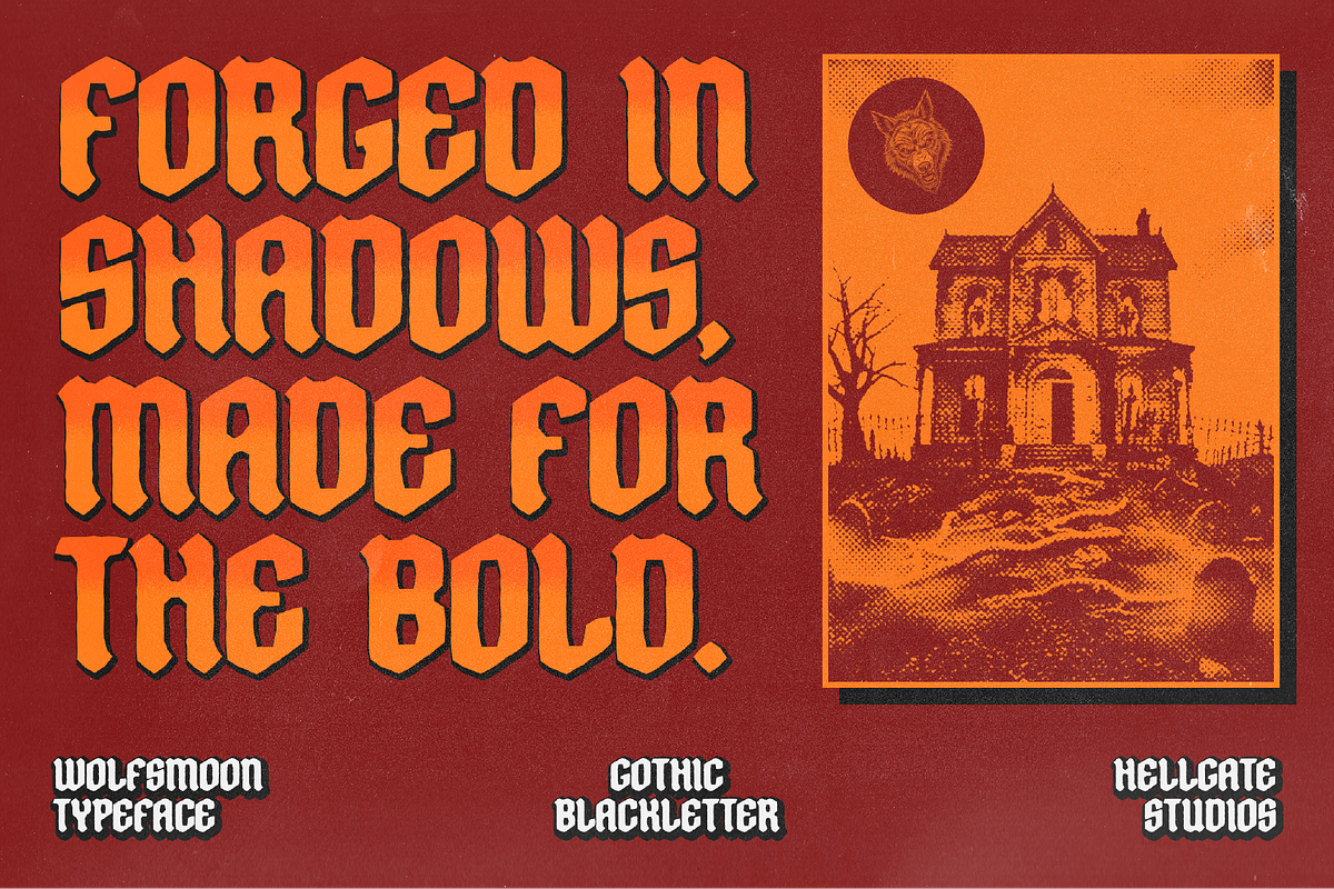 Wolfsmoon Bold Gothic Blackletter, a Blackletter Font by GRVS Studio (Photo 2 of 6)