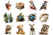 Cute Woodland Animal Clipart, an Illustration by DreamArtGraphic (Thumbnail 2 of 4)