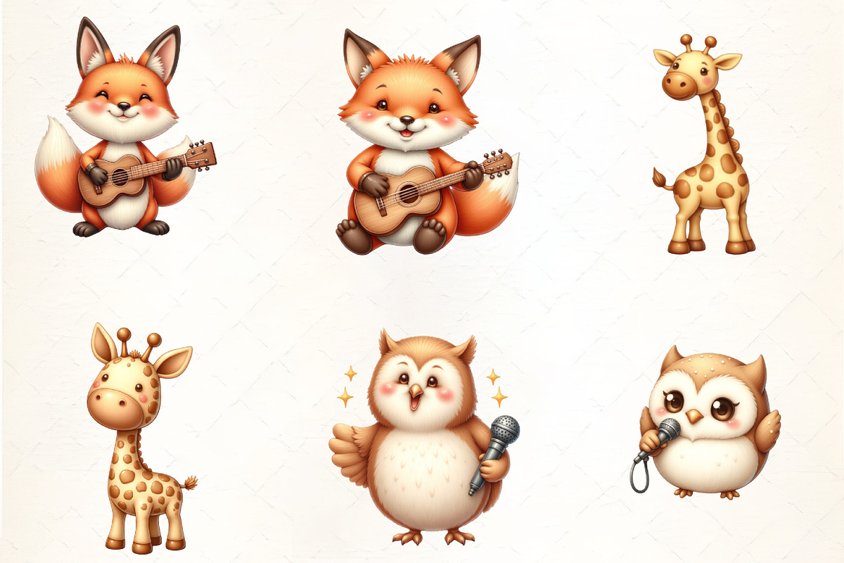 Kawaii Musical Animal Clipart Bundle, an Illustration by CrexoraLab (Photo 2 of 5)