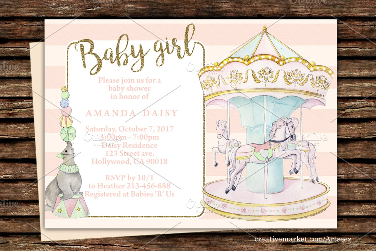 DIY Carousel Printable  Invitation, an Invitation Template by Artseez