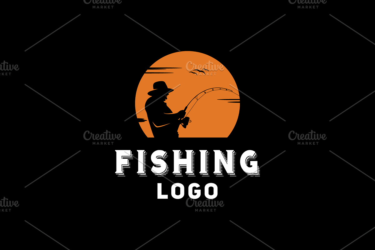 Angler Fishing Silhouette Logo, a Branding & Logo Template by Atlantis X Nurman Arbai