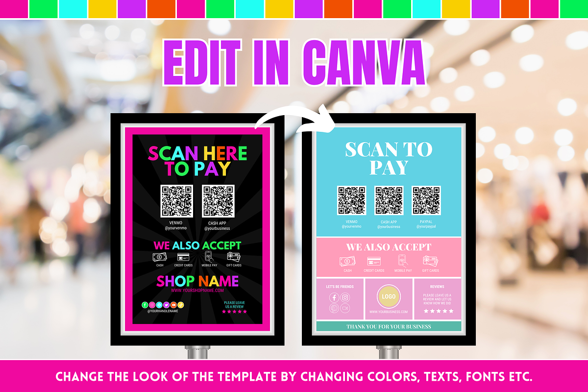 Neon Scan to Pay Sign, a Stationery Template by SunshineStudioBoutique (Photo 7 of 10)
