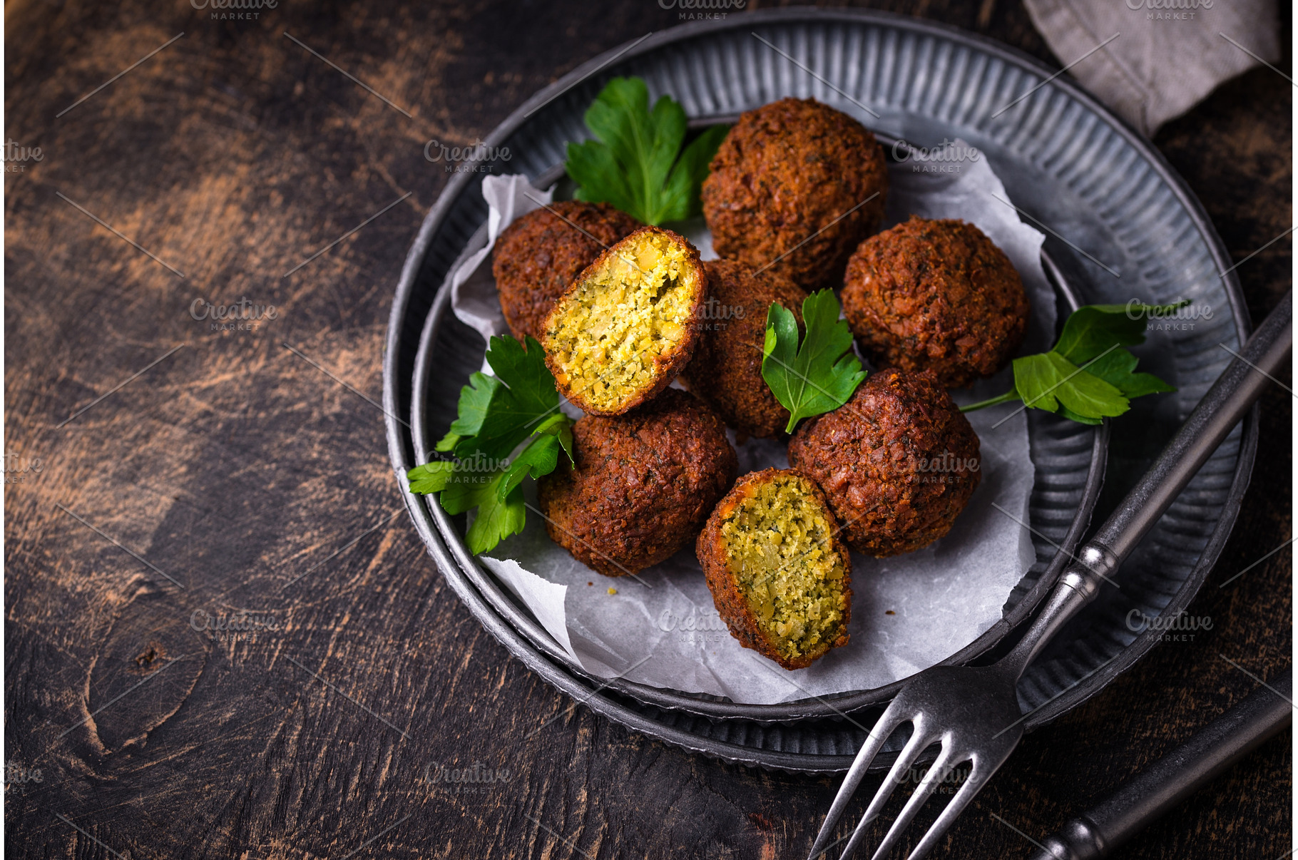 Middle Eastern falafel balls with, a Food & Drink Photo by Yulia Furman