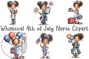 Whimsical 4th of July Nurse Clipart, an Illustration by OK Design (Thumbnail 2 of 6)