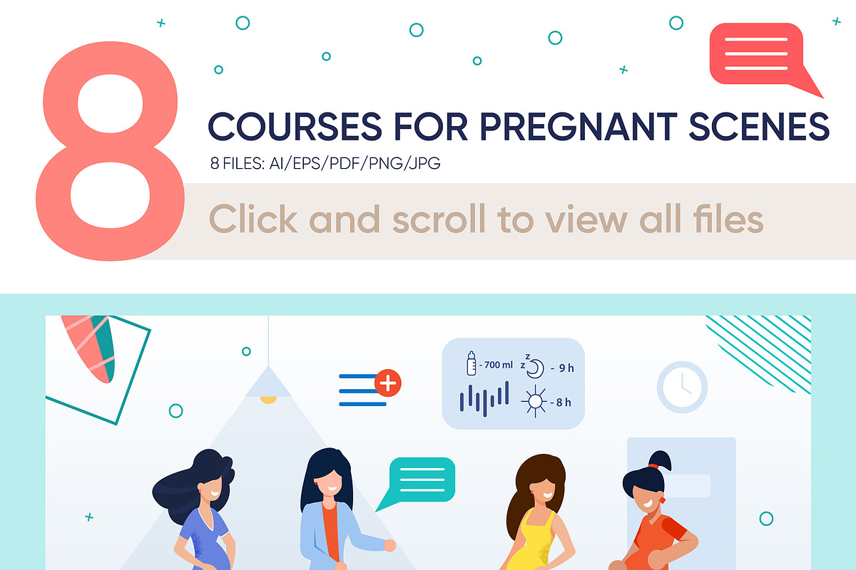 Courses for Pregnant Vector Scenes, an Education Illustration by PavelVinnik (Photo 2 of 2)