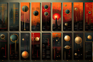 Futuristic Retro Minimalistic Posters with Space and Planetary Designs, a Photo by AS photostudio