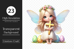 Cute Happy Easter Fairy Clipart