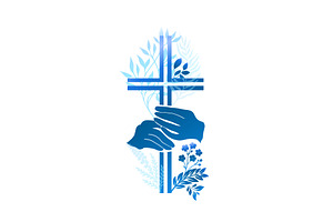 Religious cross with flowers and, an Illustration by Nenahliadava Design