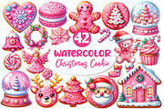 Pink Christmas Cookie Clipart, an Illustration by Dream Creation (Thumbnail 1 of 8)