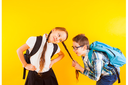 The cute little schoolboy pulls the, a Person Photo by oksix