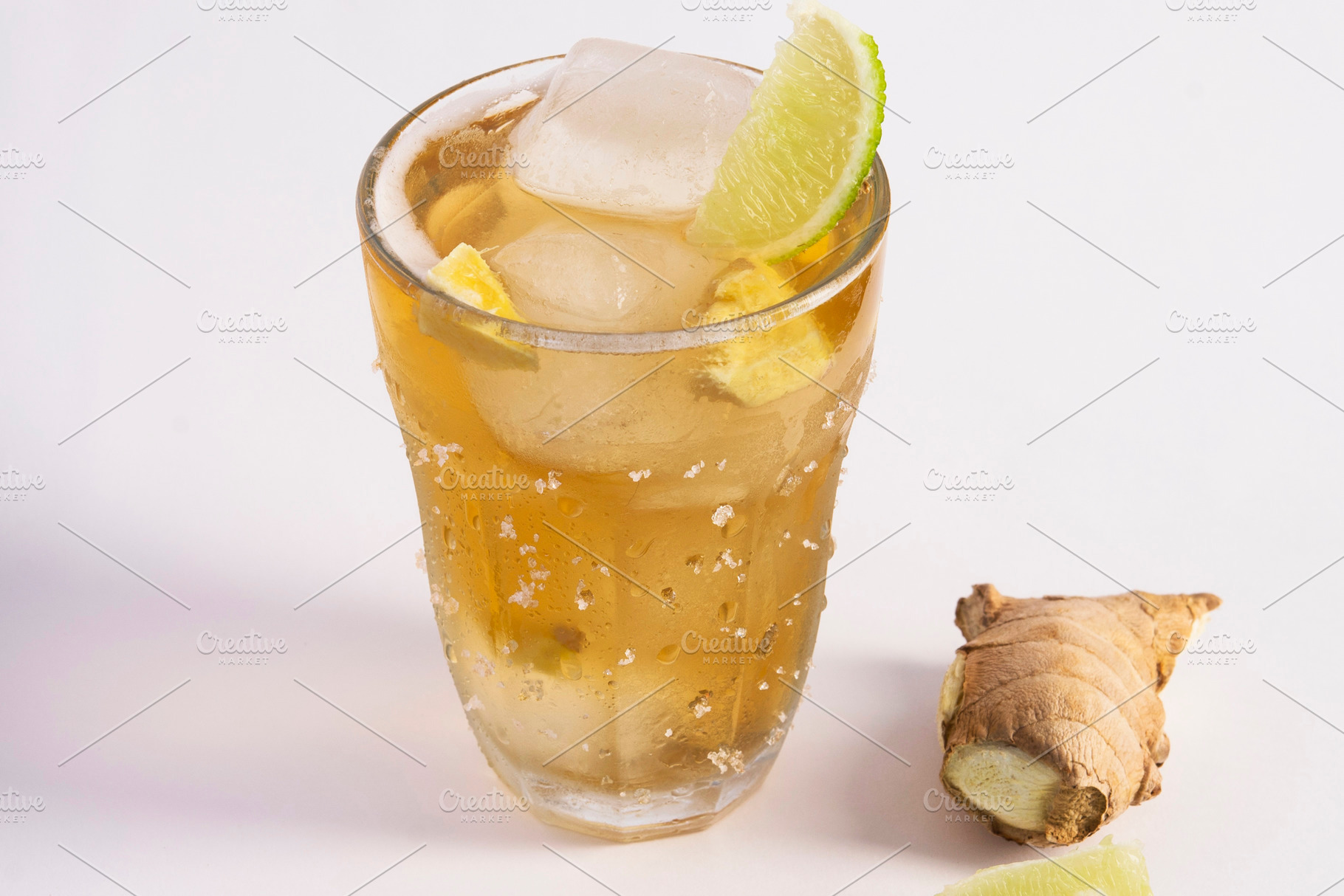 Golden ginger beer with lime, a Food & Drink Photo by DalaiFood