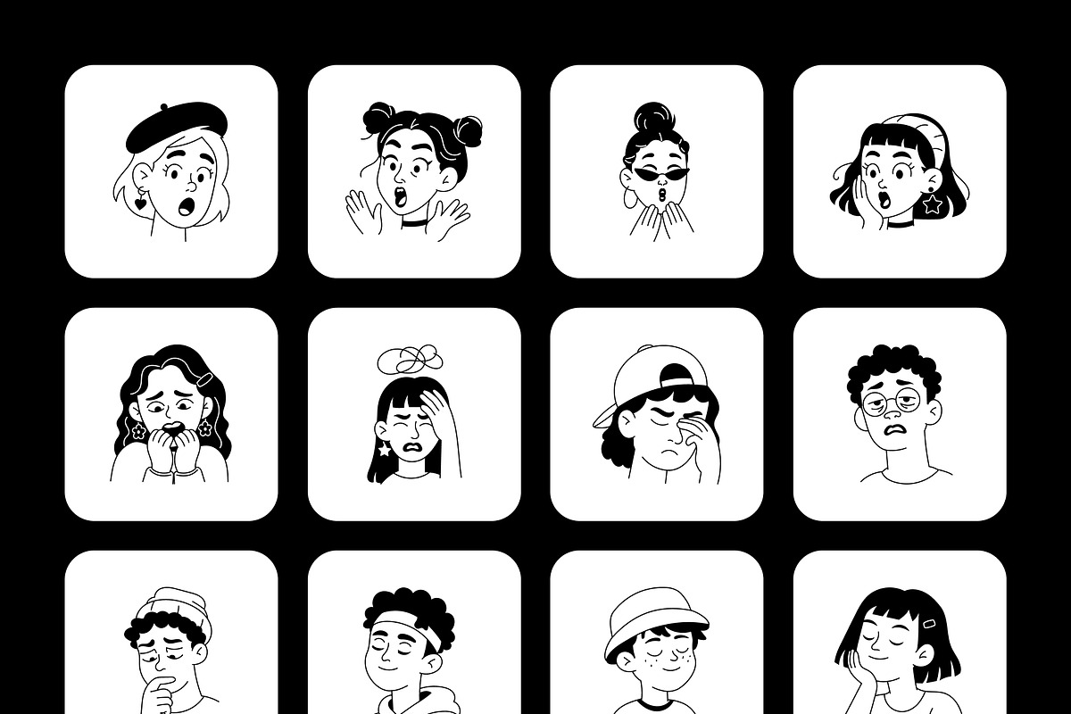 240 Facial Expressions Icons, an Outline Icon by Prosymbols (Photo 12 of 15)