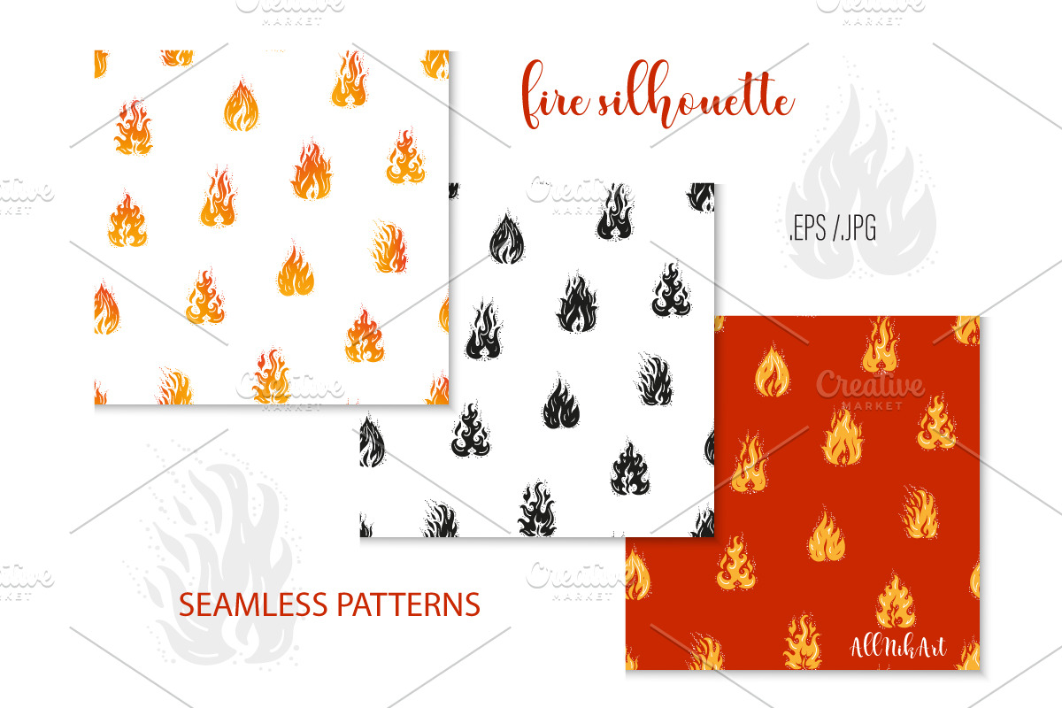 Fire Flames Cliparts & Digital Paper, an Illustration by AllNikArt (Photo 3 of 4)