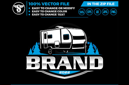 camper van trailer logo, a Branding & Logo Template by slLametDesigns