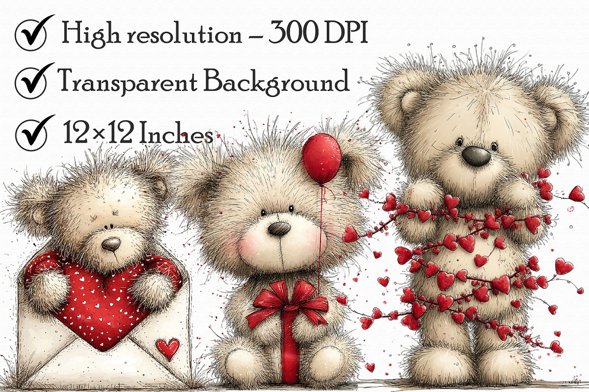 Whimsical Valentine Teddy Bear Clipa, an Illustration by Libby Wishes (Photo 7 of 7)