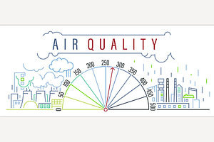 Air Quality Index poster, outline, a Technology Illustration by Anna's Shop