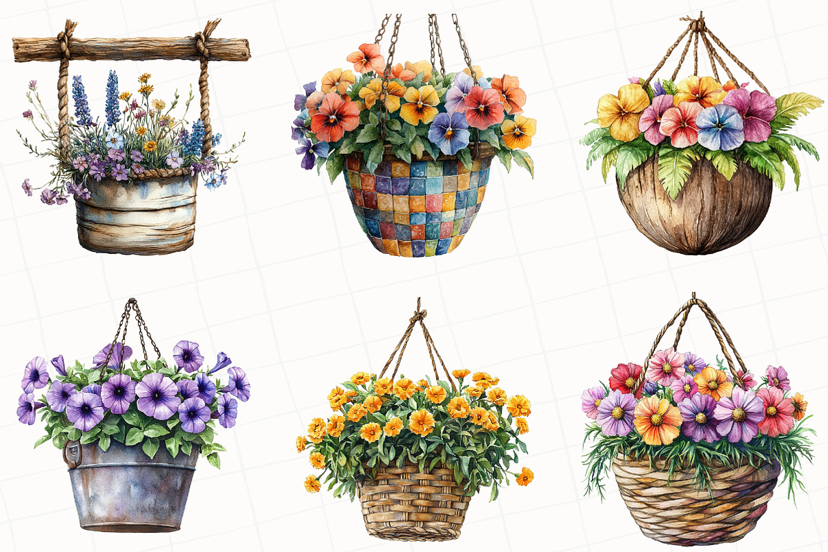 Flower Hanging Plant Vase Clipart, an Illustration by OK Design (Photo 4 of 5)