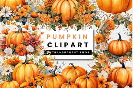 Orange Pumpkins Flowers PNG Clipart, an Object Illustration by ClipCraft