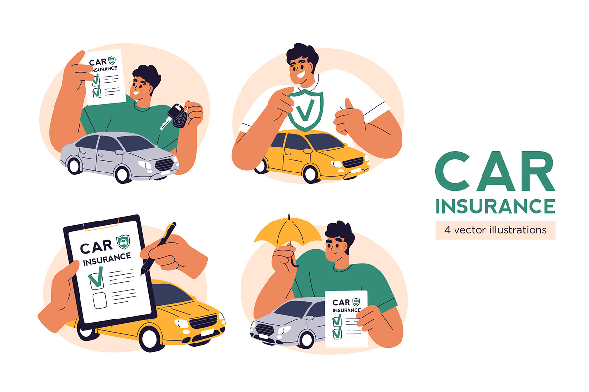 Car insurance coverage concepts set, a Transportation Illustration by Good Studio (Photo 1 of 5)