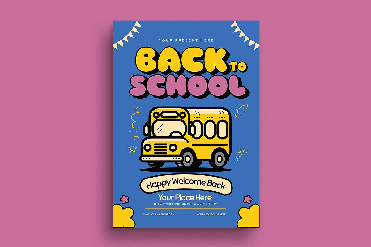 Blue and Yellow Back to School Flyer, a Flyer Template by megarez (Photo 3 of 3)