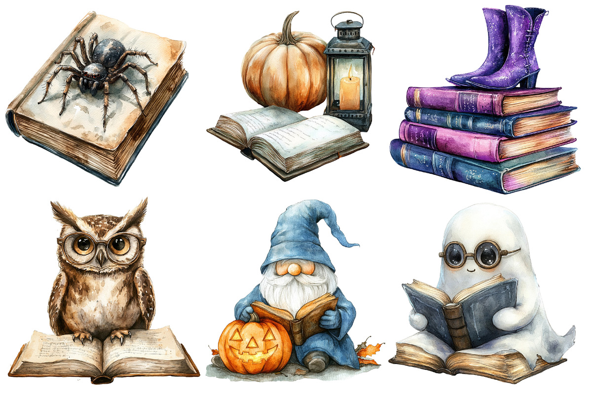 Halloween Reading Clipart, an Illustration by Designworld (Photo 3 of 6)