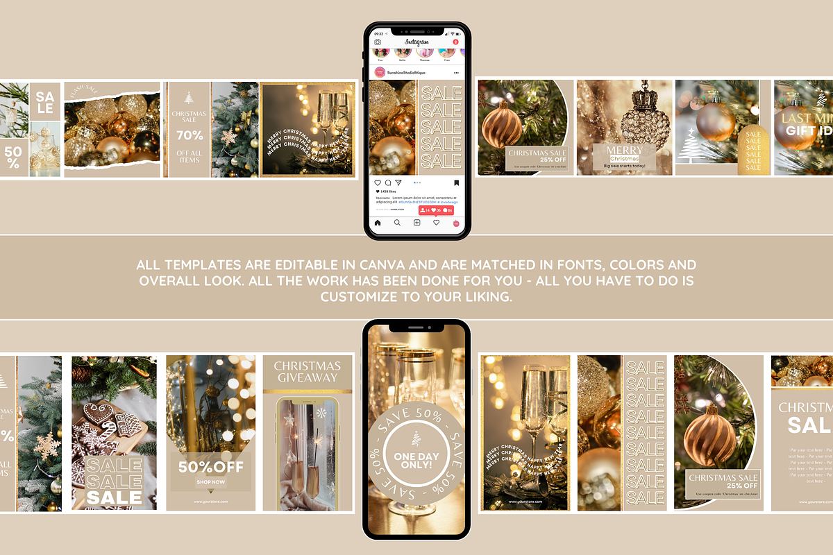 Beige Christmas Instagram Templates, a Social Media Template by SunshineStudioBoutique (Photo 7 of 8)
